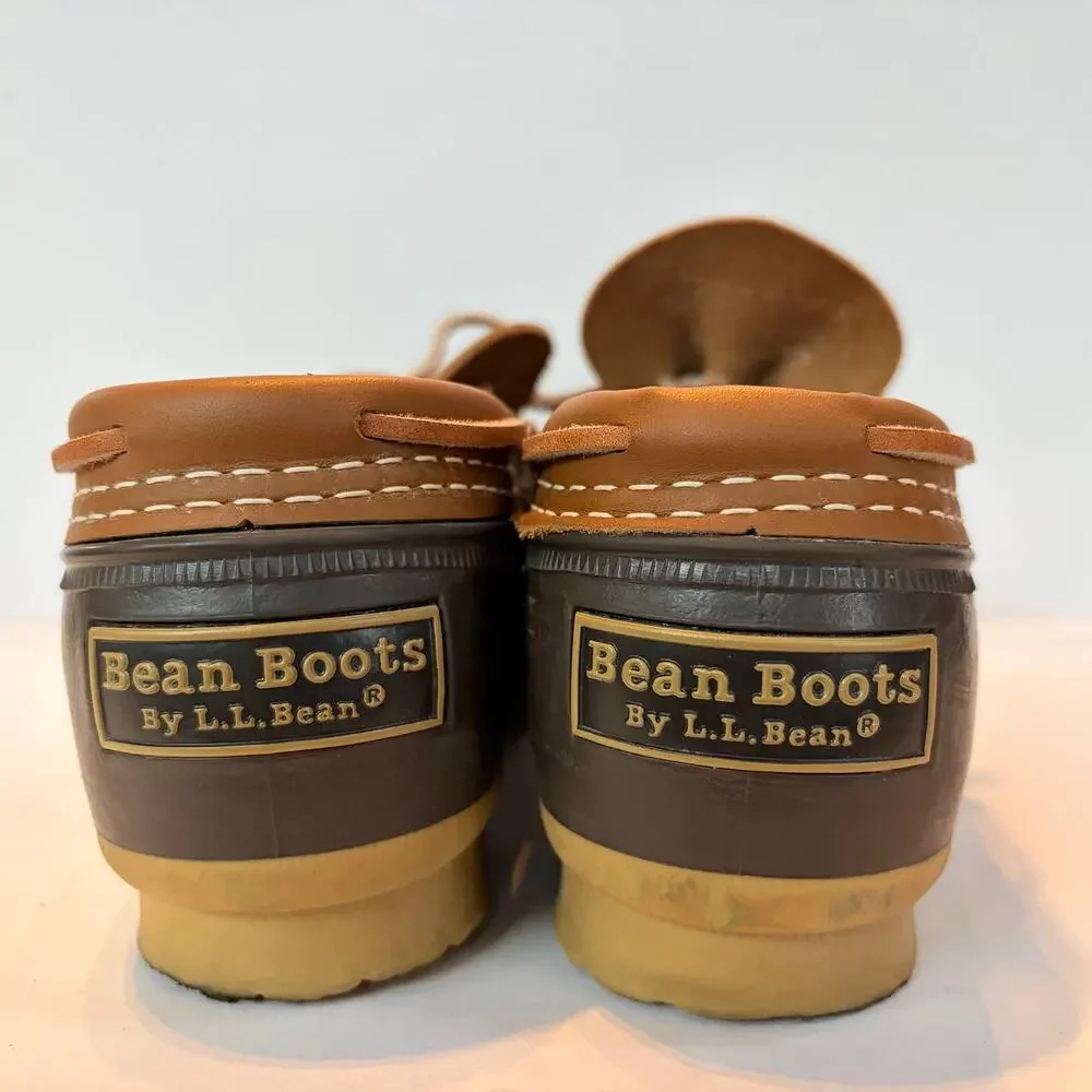 LL Bean Rubber Moc Low Duck Boots Men's 8M Brown Leather Rubber Waterproof